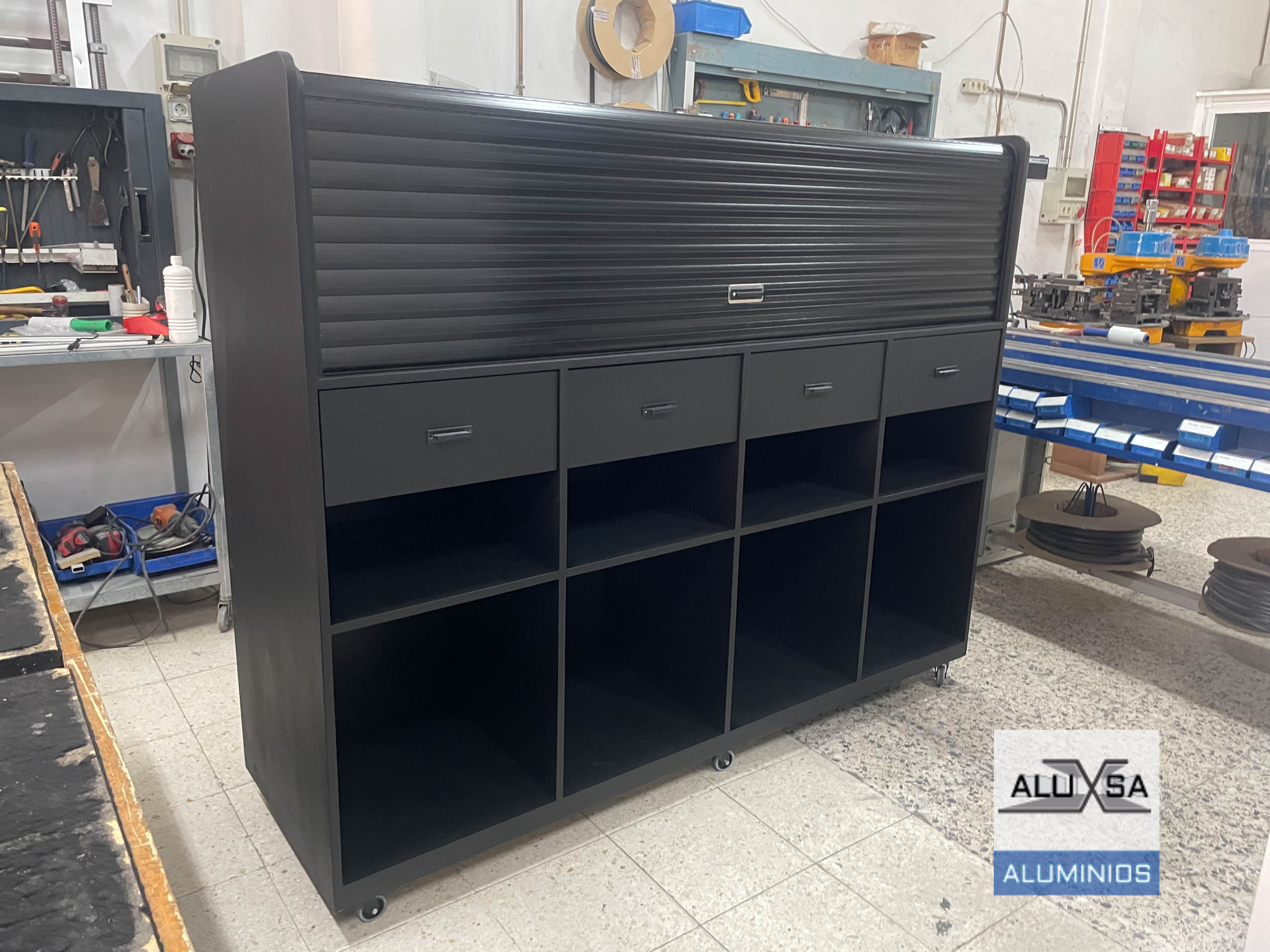 mueble auxiliar madera persiana metalica tenerife 8